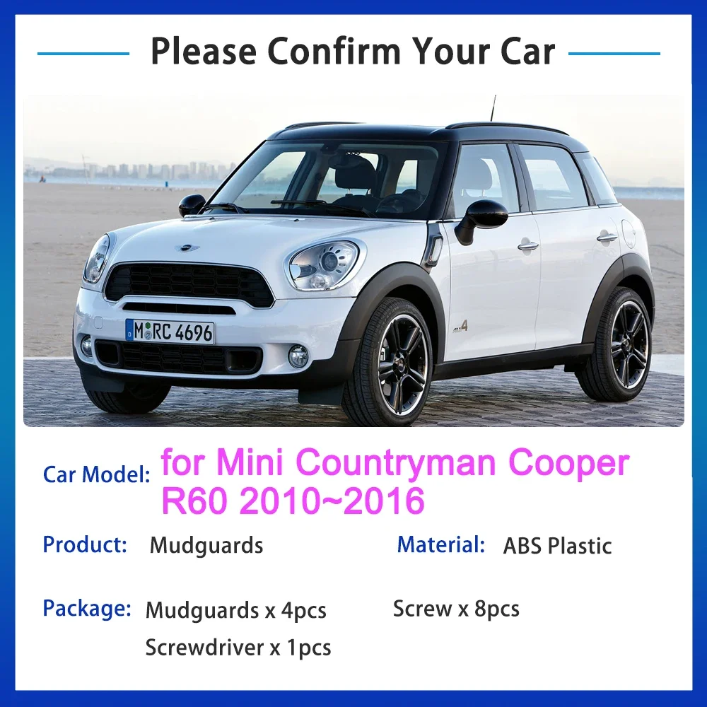 Car Accessories For Mini Countryman Cooper R60 2010 2011 2012 - 2014 2015 2016 Mudguard Fenders Mud Flaps Splash Guards Front