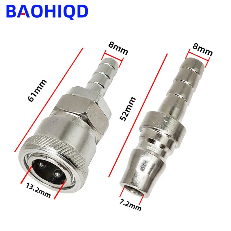 1 pair Male Female 8mm Barb Gas Hose Nozzle Quick Release Connector Caravan BBQ SH+PH20 Air Compressor Coupler