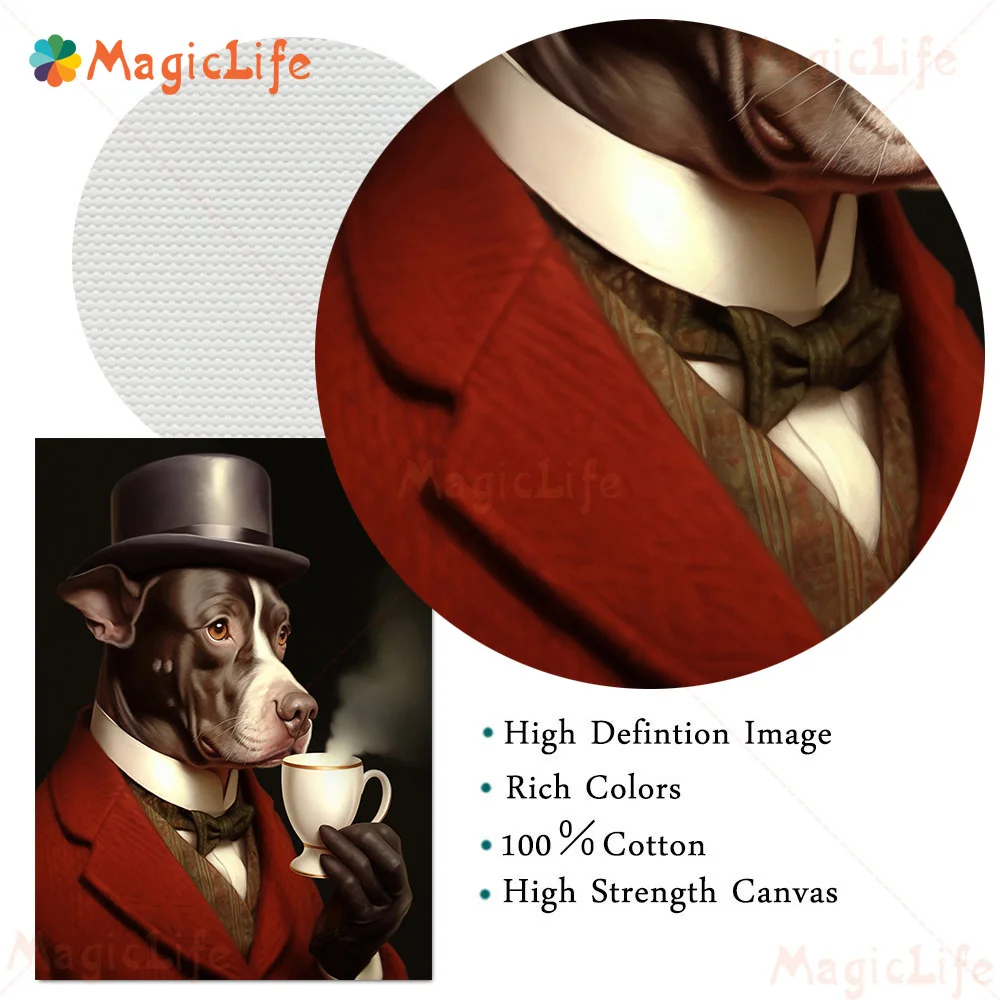 Custom Pet Dog Cat Gentleman King Portrait Posters Wall Pictures For Living Room Poster Wall Art Canvas Painting Unframed