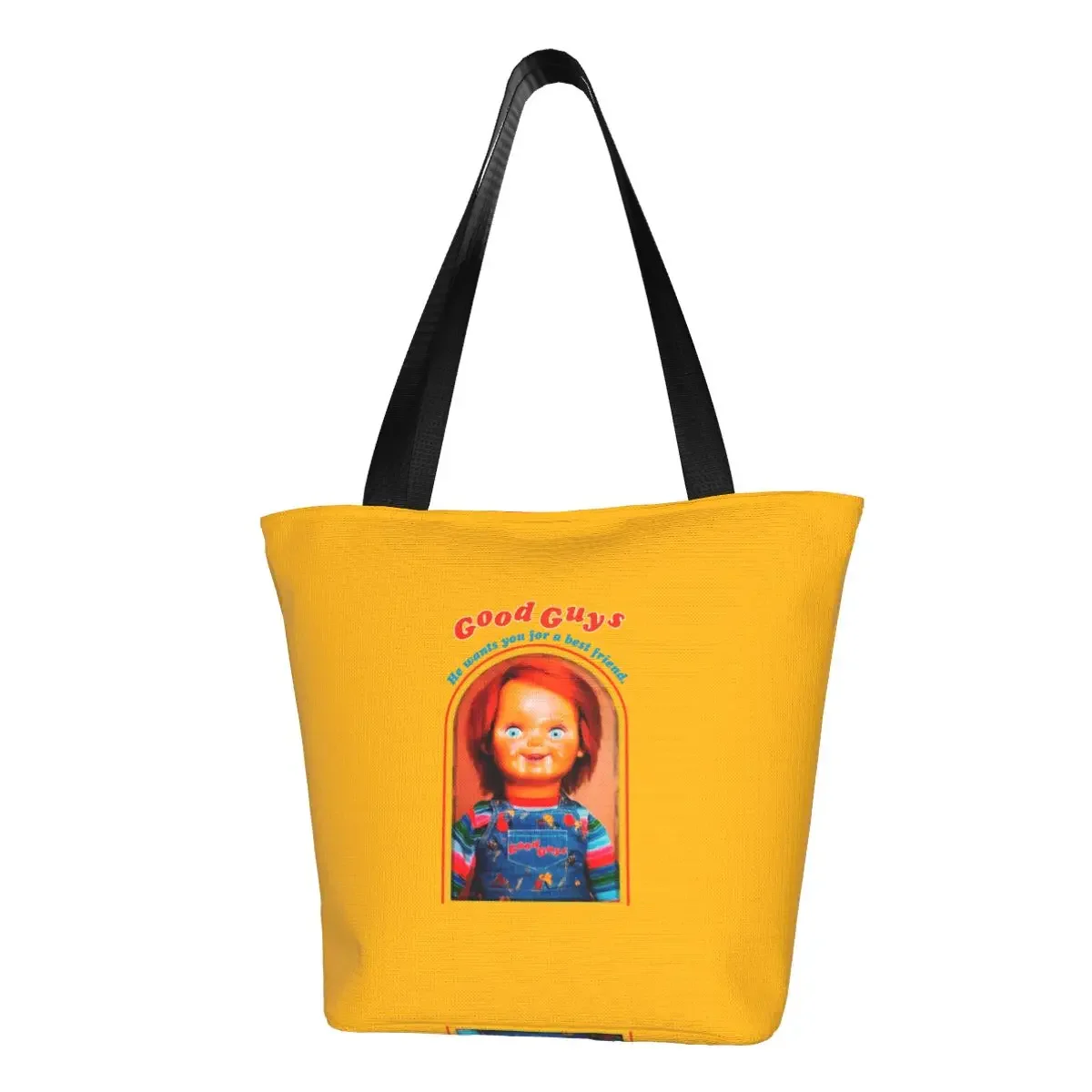 Recycling Chucky Retro Movies Shopping Bag Women Shoulder Canvas Tote Bag Durable Good Guys Child's Play Groceries Shopper Bags