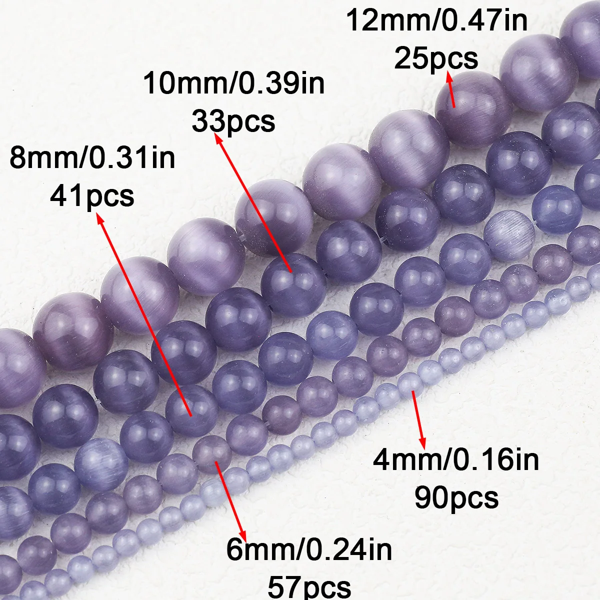 Perline di pietra naturale Luce viola Occhio di gatto Opale Distanziatori Perline sparse rotonde per la creazione di gioielli Collana braccialetto FAI DA TE 4/6/8/10/12MM