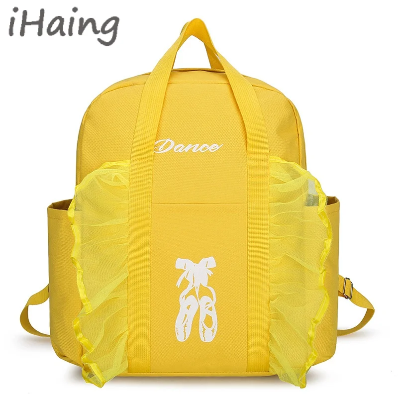 Cute Ballet Dance Backpack Embroidery Dancing Bag with Key Chain Girls Bow Duffel Double Shoulder Daypack Gym Schoolbag Handbags