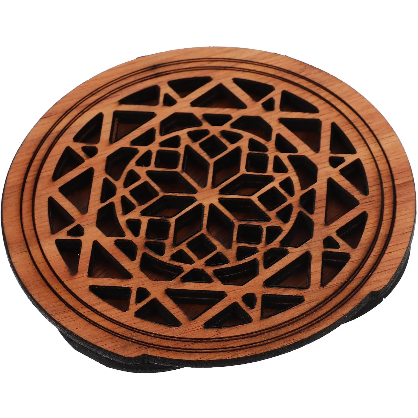 

Wooden Soundhole Cover for Acoustic Resonator Screen Feedback Buffer Light Brown Hollow Pattern Decorative Guitar Accessories
