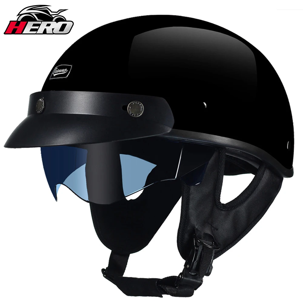 Retro Motorcycle Helmet Four Seasons Helmet For Brim Helmet Half Face Motorbike Crash Moto Helmet DOT Certification Casco