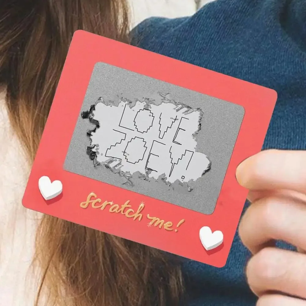 10pcs Game Prop DIY Valentine's Day Scratch-off Card Red Rectangular Love Coupon Paper Heart Pattern Love Note Birthday Gift