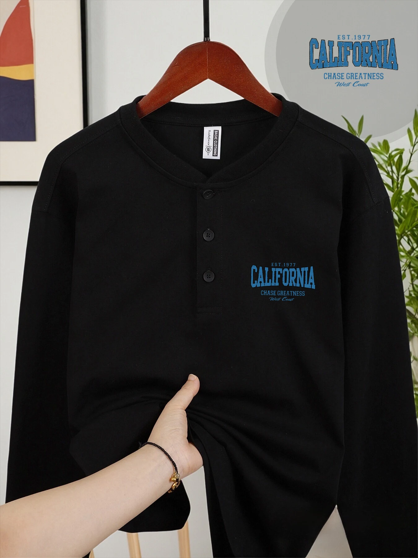 كاليفورنيا مطاردة العظمة طباعة رجل هنري قميص الأعمال الجديدة قمم عالية الجودة طاقم الرقبة قمصان لينة زر اللباس الرسمي