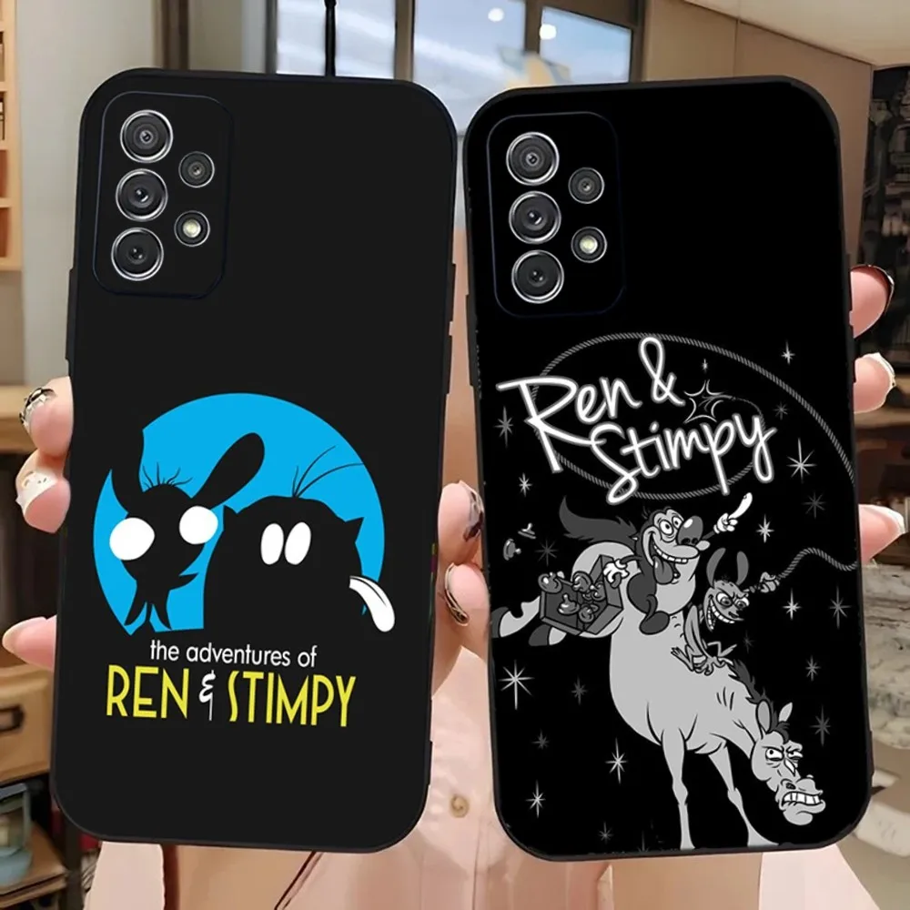 Ren and S-Stimpy Phone Case For Samsung Galaxy A13,A21s,A22,A31,A32,A52,A53,A71,A80,A91 Soft Black Phone Cover