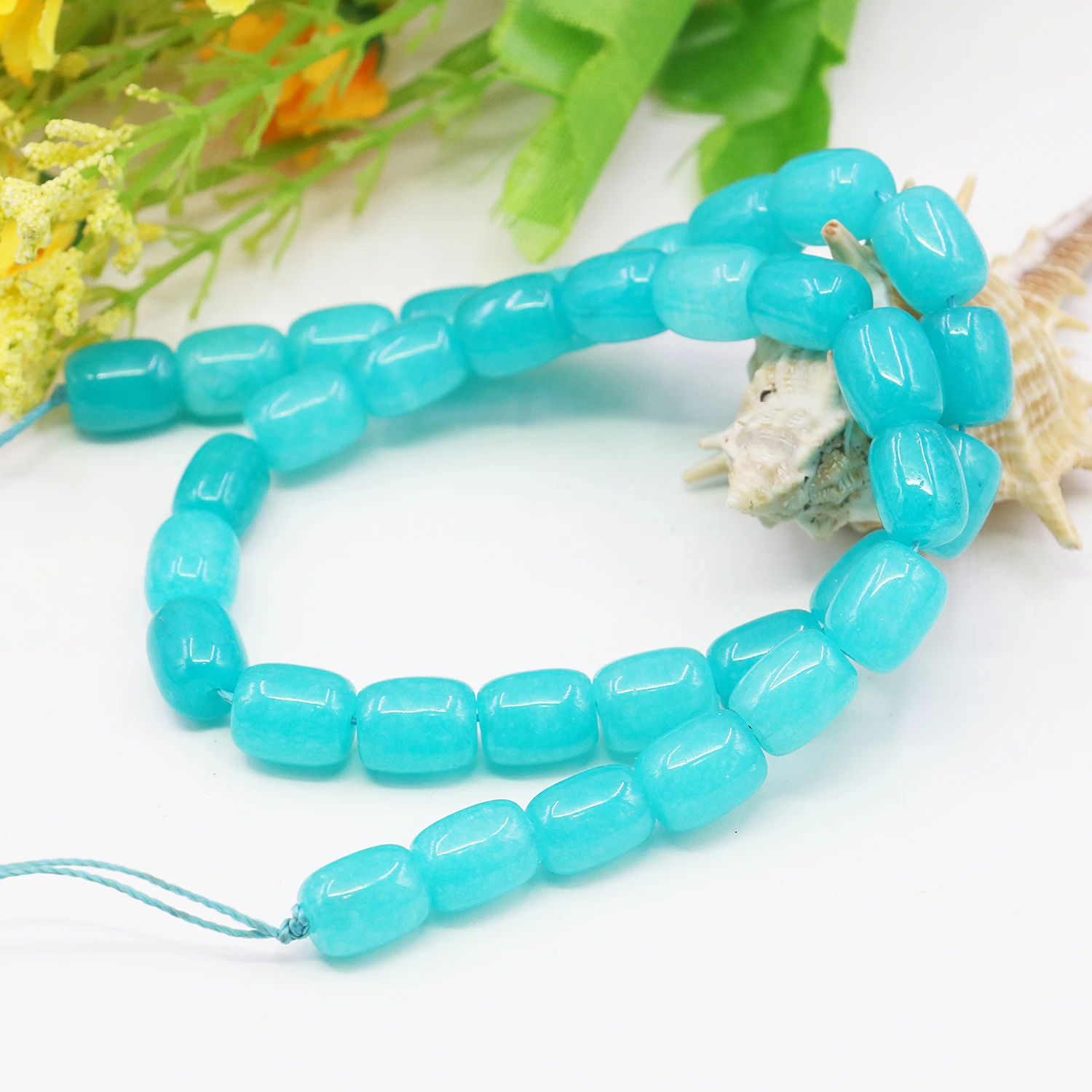 9x11mm Natural Stone Jewelry Beads Blue Chalcedony Bucket Shaped Loose Stone Jasper Jade DIY Women/men Jewelry Making Supplies