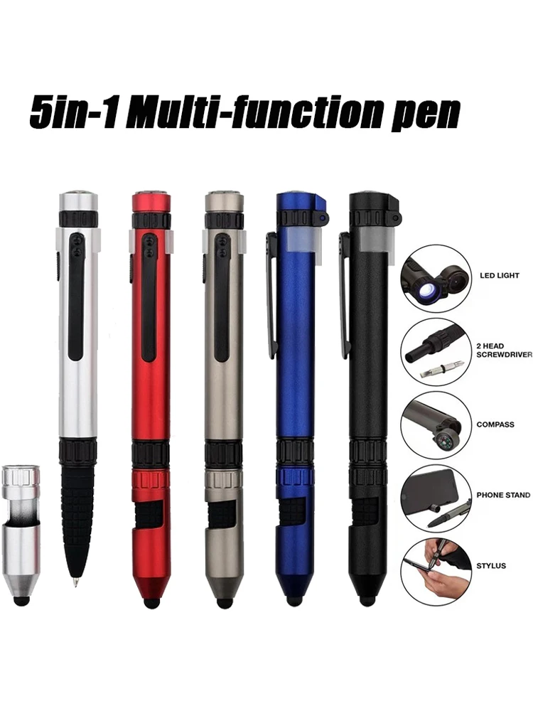 5-in-1 Tragbarer Multifunktions-Kugelschreiber mit LED-Licht, Taschenlampe, Kompass und Kompakt-Schraubendreher für Outdoor-Überlebenssituationen ﻿ – Detail 1