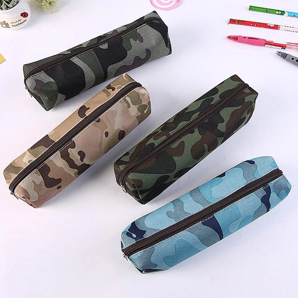 Zipper Bag Canvas Large Capacity Storage Camouflage Stationery Pen Pencil Ruler Bag