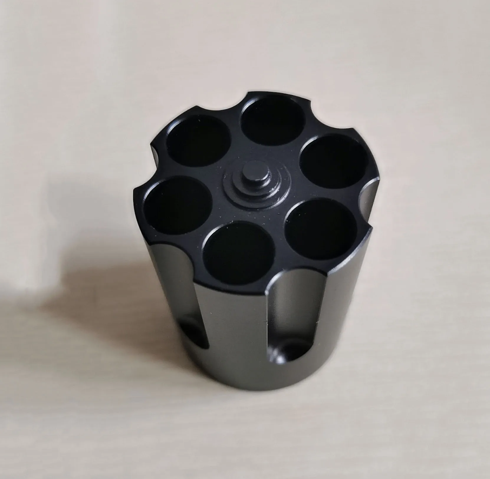 1PC Cylinder Pen/Pencil Container Aluminum 6-hole Revolver Pen Metal Holder Gift New