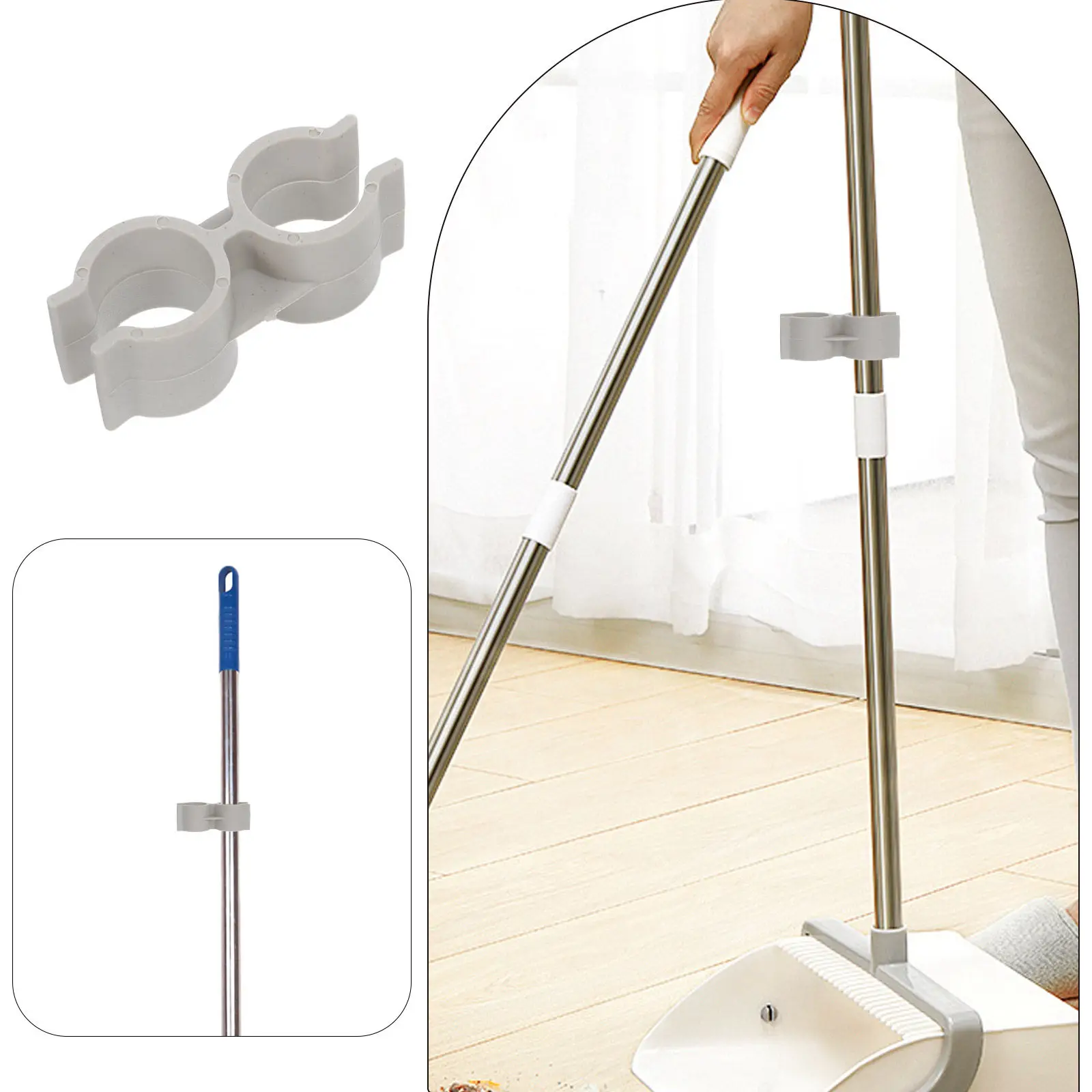 20Pcs Plastic Double Port Pipe Clamp Dustpan Broom Link Clip Stable Fixing Shelf Pole Connector Warehouse Supermarket Shelf