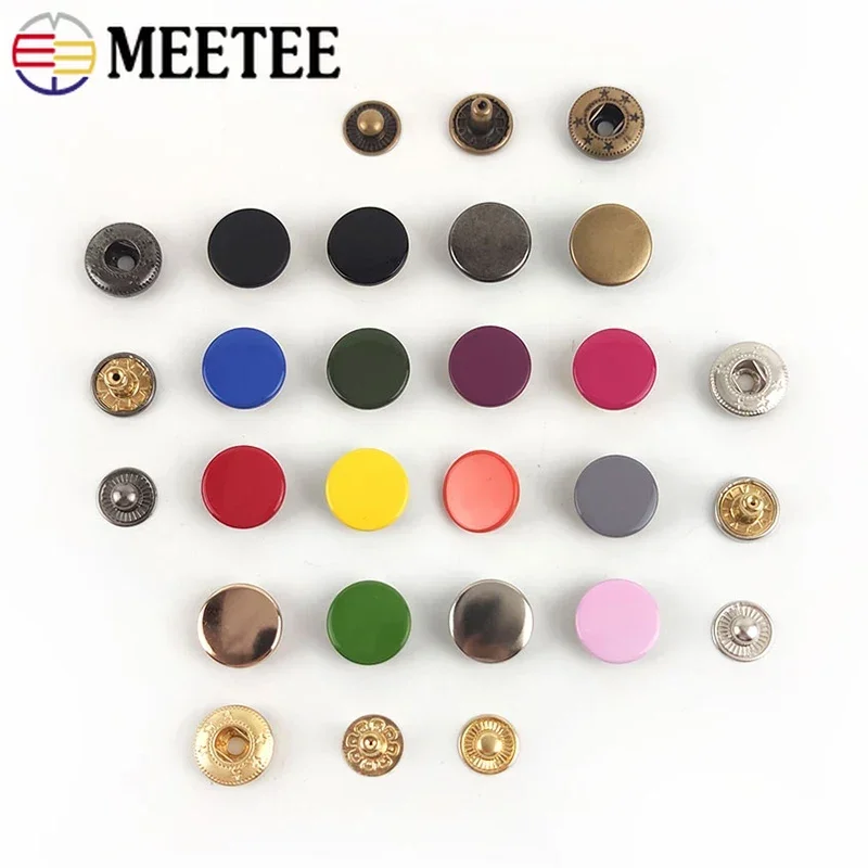 Meetee 20/50Sets 12/15/17mm Snap Fastener Press Stud Button for Clothing Snaps Buttons DIY Clothes Hand Sewing Accessories