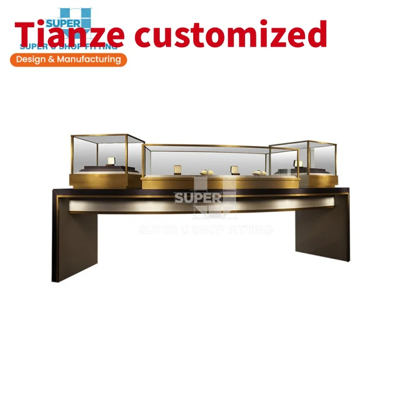 (Customized) vintage glass jewelry showcase table wood jewelry store display furniture retail display jewelry cabinet