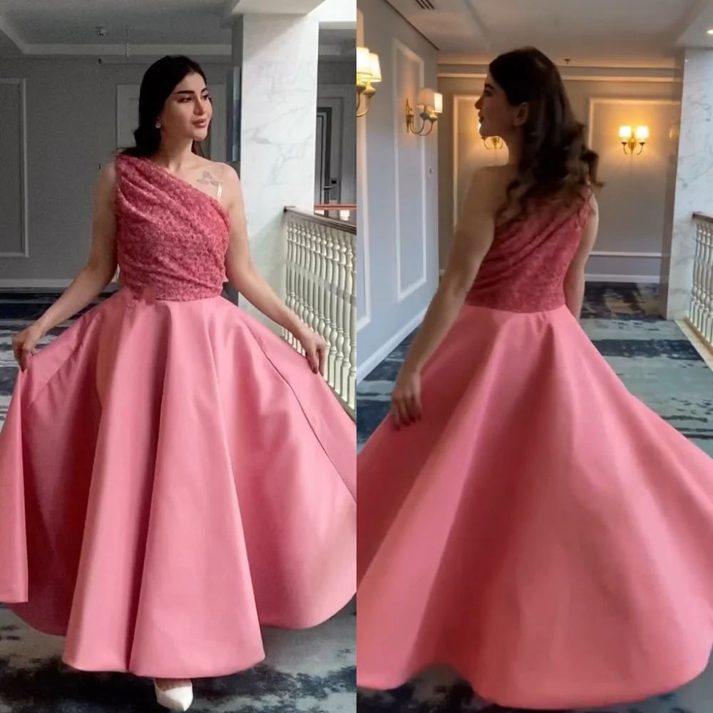 Vestido Midi de playa fruncido con lentejuelas de un hombro a medida, vestido de ocasión, Jersey