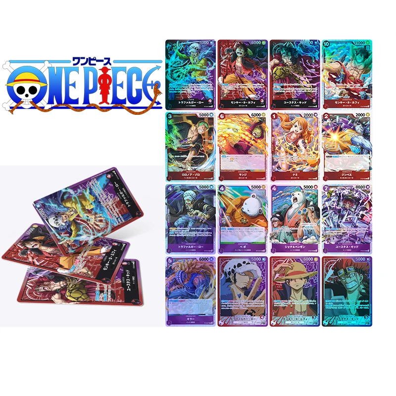 Colección de personajes de Anime de One Piece, Nami, Luffy, Zoro, tarjeta Flash de bronce, tarjeta de juguete, regalos de Navidad para niños, 16 piezas por juego