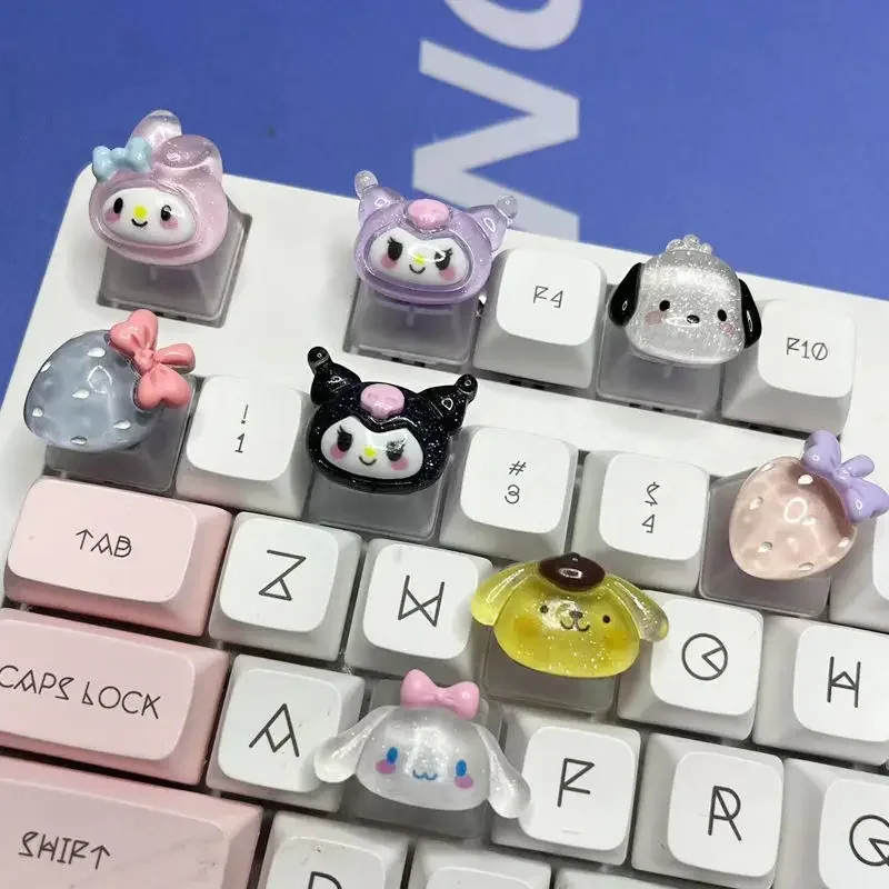 Cartoon anime Sanrio keycap mechanical keyboard key Melody Kuromi cartoon cute girl translucent keycap Cross shaft