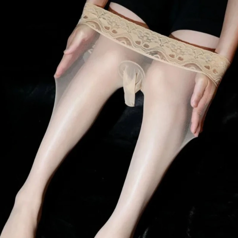 Ultra-Thin Pantyhose Men Sexy Lingerie Elastic Pouch Tights Stockings Seamless Male Invisible Transparent Anti Hook Silk Bottoms
