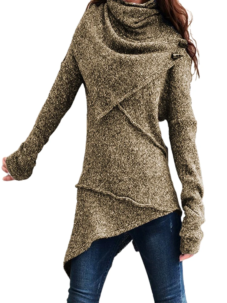 하이넥 패치워크 니트 스웨터 컬러 티셔츠 스트리트 슬림핏 롱 슬리브 라운드넥 레귤러 핏...