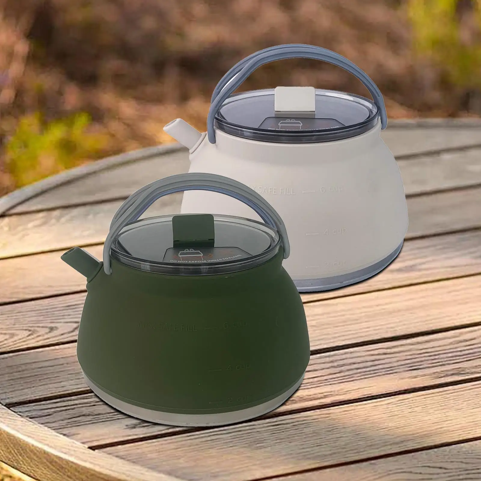 

Camping Kettle 1.5L Folding Kitchen Silicone Stainless Steel Tea Coffee Pot for Picnics Fishing Trekking Family Reunions Hiking