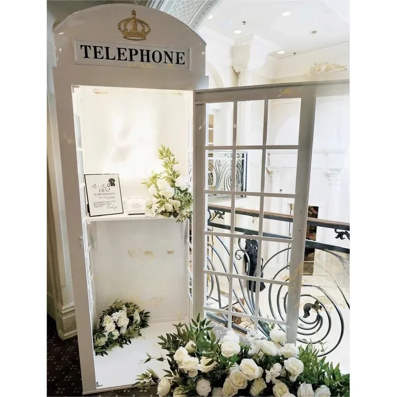 White Metal Wedding Event Party Decoration Phone Booth Vintage Outdoor Antique London British