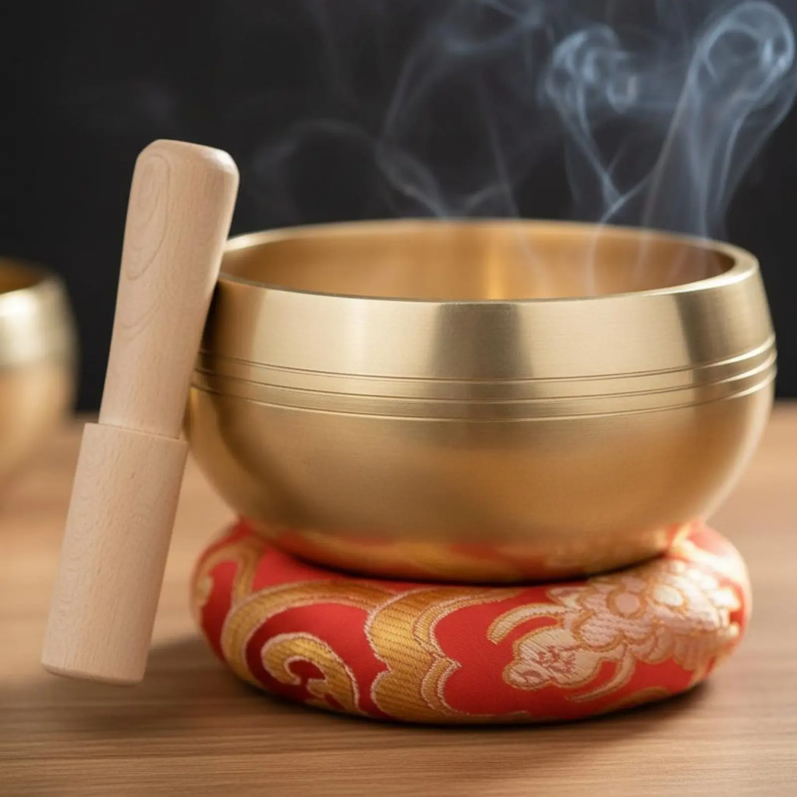 Mini Copper Singing Bowl Stress Relief Sound Bowl Set Home Decor for Office Desk view 5