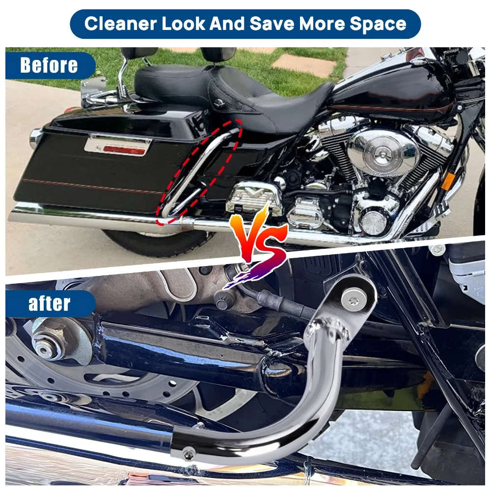 ملحقات الدراجة النارية حقيبة السرج حقيبة الحرس مزيل دعم قوس ل هارلي بجولة إلكترا الإنزلاق FLHT 1997-2008