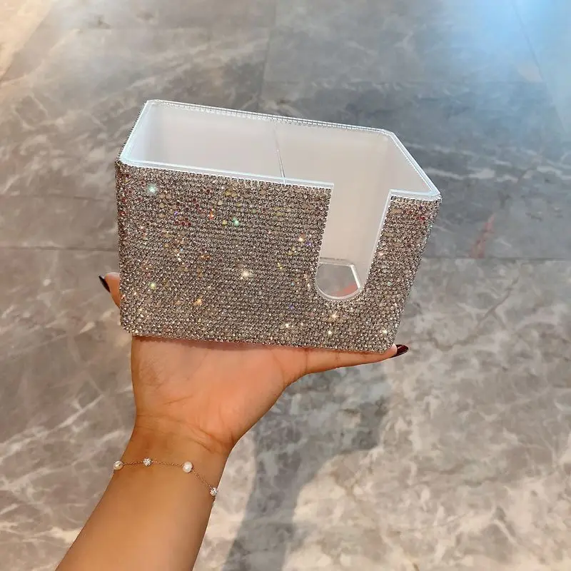Picture 5: Diamond-encrusted Desktop Makeup Storage Box With Lid, Large-capacity Cosmetics Multi-functional Shelf, Exquisite