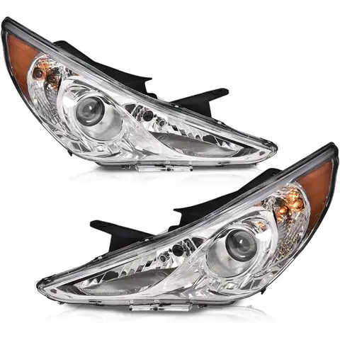 Headlight Assembly Compatible with 2011-2014 Hyundai Sonata Driver and Passenger Side Headlamp Replacement with Clear Lens and