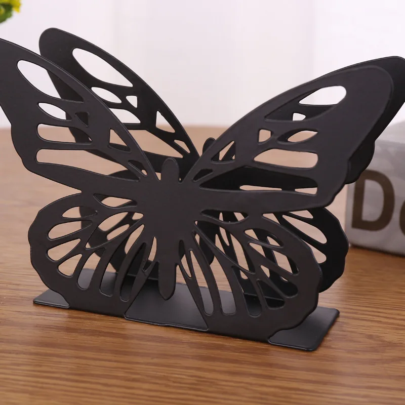 Butterfly Shape Napkin Holder Fashion Black/ White Iron Metal Butterfly Napkin Rings Napkin Tissue Holder for Dining Table