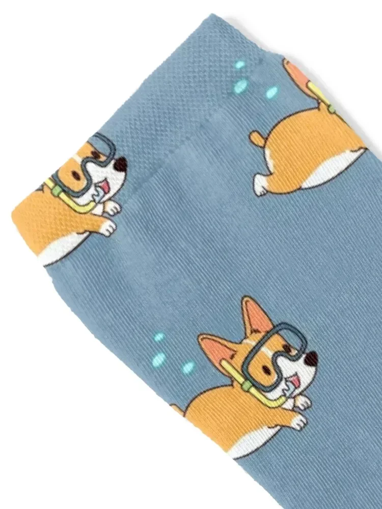 Diving Corgi Diver Dog Socks Novelties Climbing cartoon Luxury Woman Socks Men's