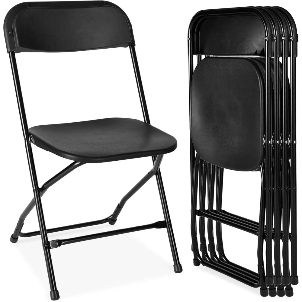 

Set of 4 Plastic Folding Chairs, Portable Stacking Indoor Outdoor Seating for Home, Yard, Garden, Parties, Events w/Non-Slip Fe