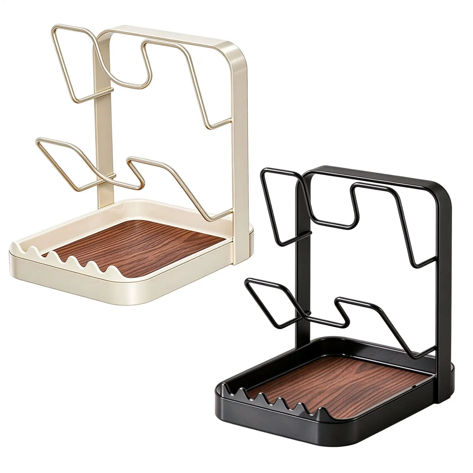 Pot Lid Organizer Anti-Slip Kitchen Storage Stand Kitchen Lid Rack For Pot Pan For Ladle Spatula Spoon Plate Dish Cabinet Tray