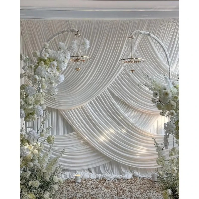 Wholesale 20*10FT  Ivory Backdrop Curtain for Wedding Parties Bridal Shower Reception Ivory Fabric Curtain Backdrops Drapes