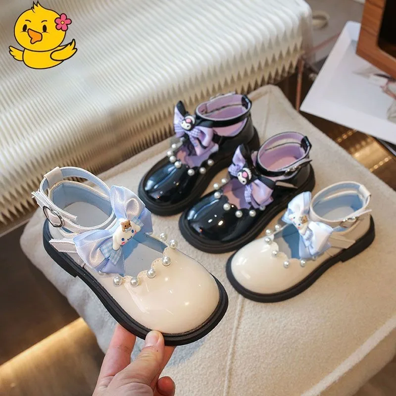 

Кожаные туфли Sanrio для девочек с героями мультфильмов, kuromi kawaii, туфли принцессы, милые одиночные сапоги для девочек, праздничный подарок, оптовая продажа, новый стиль