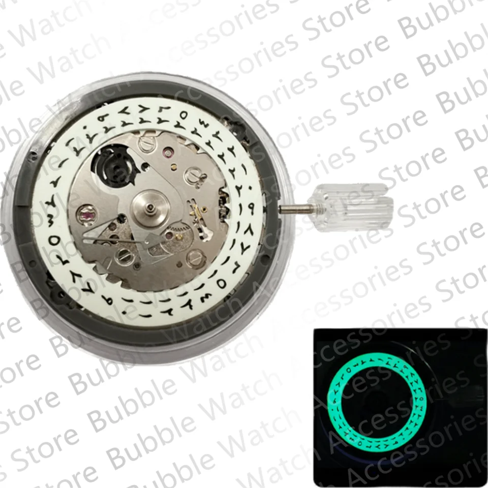 Japan NH35 Movement C3 Green/Blue Luminous 3H Datewheel Mod Japan NH35A Mechanical Movement 24 Jewels