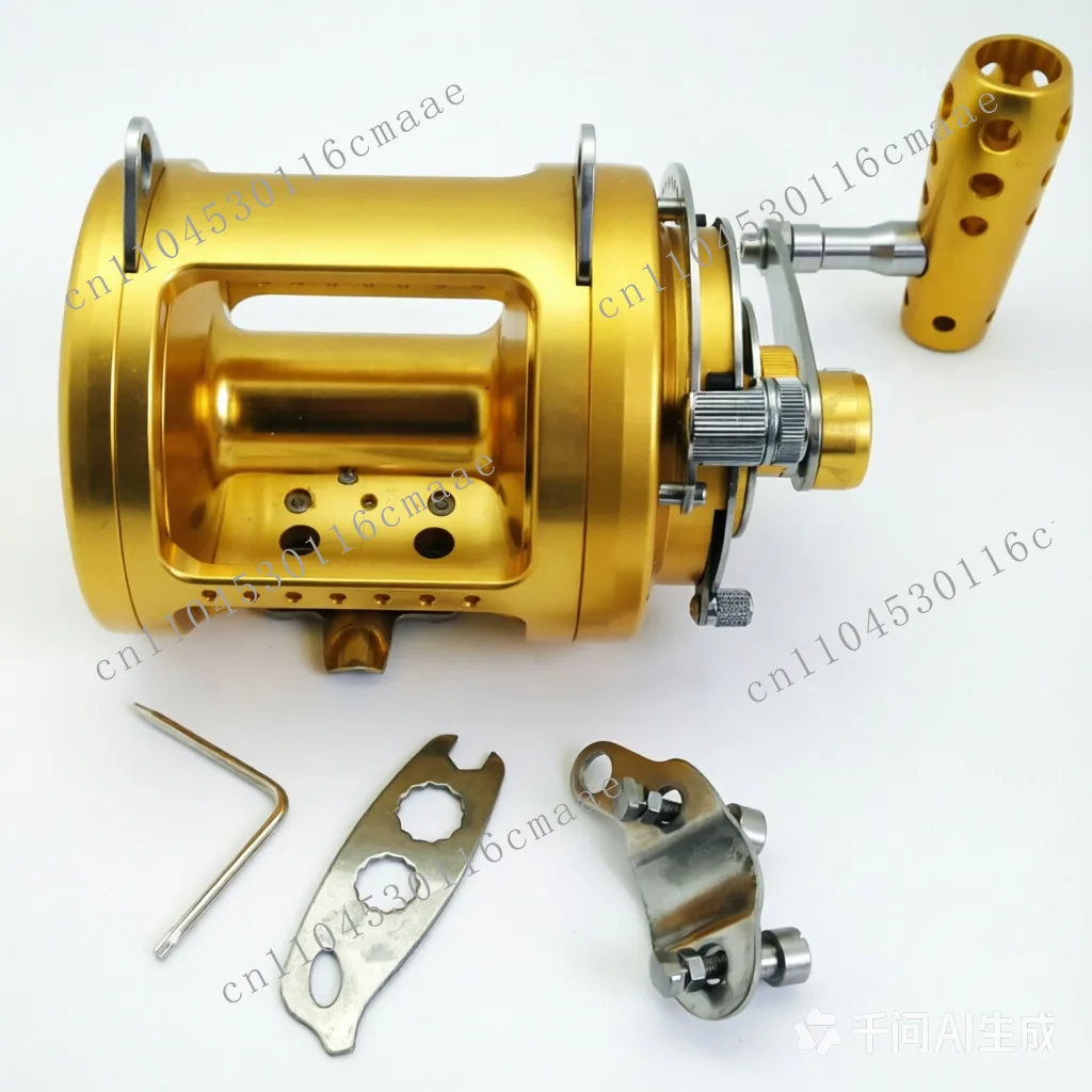All-metal anti-seawater trolling sea rod fishing line wheel boat fishing iron plate two-speed drum 15-130