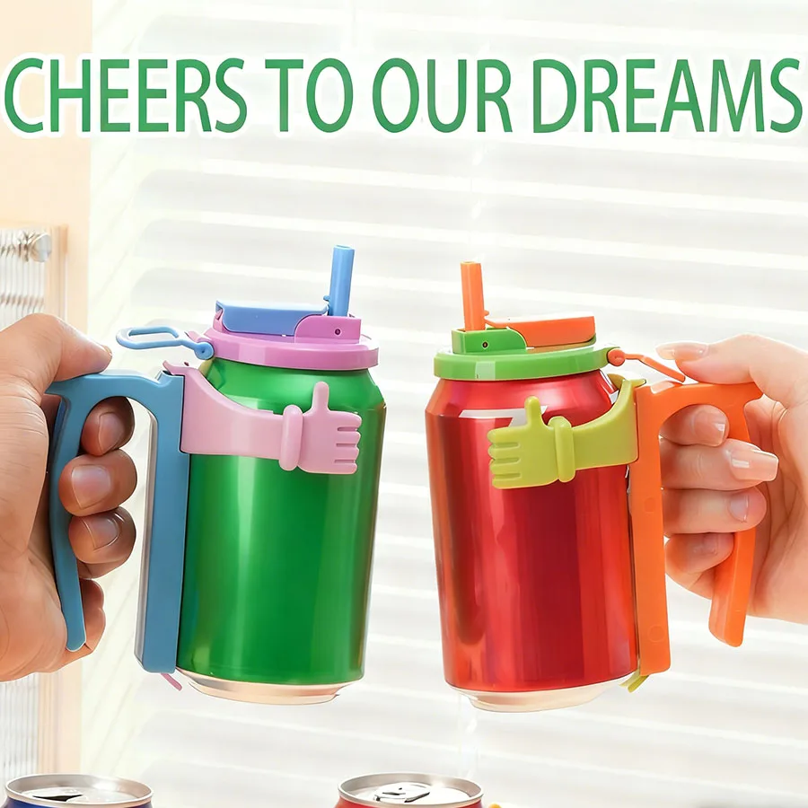 Soda Can Lids and Holders with Spill Proof Cup Lid, Straw, and Can Holder