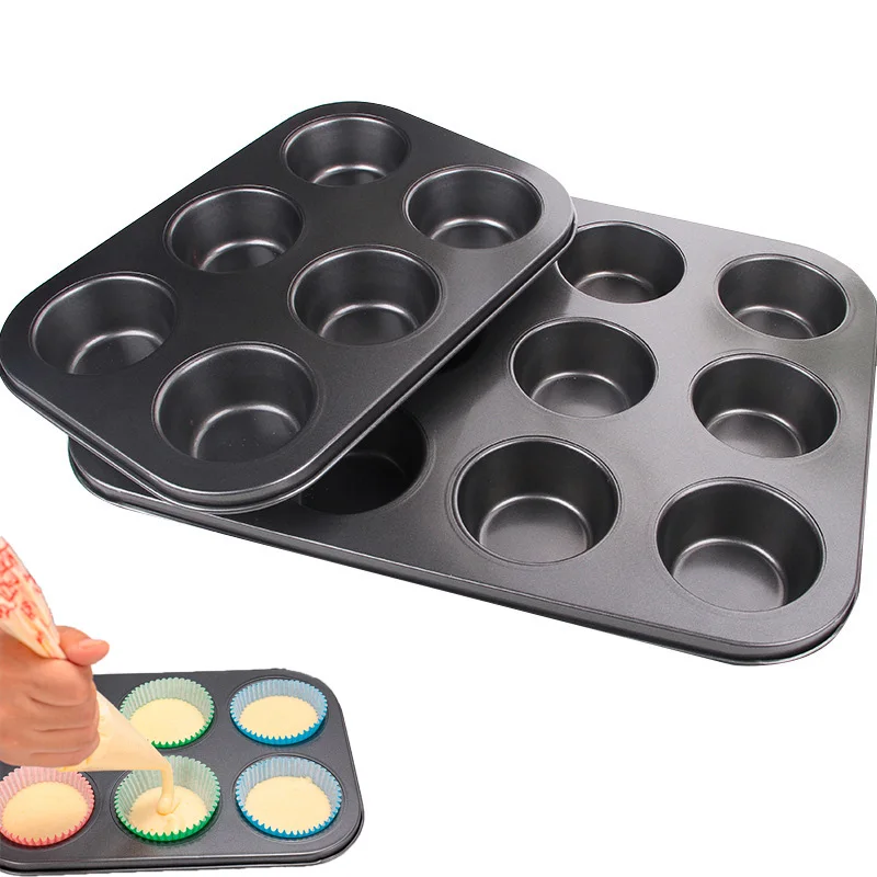 6/12/24 Holes Cake Baking Pan Bakeware Muffin Cupcake Mold DIY Non-Stick Baking Dish Carbon Steel Kitchen Oven Trays Pastry Tool