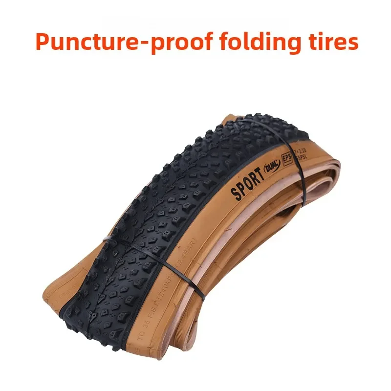 Faltbarer Mountainbike-Reifen, EPS-Pannenschutz, 26/27,5/29×2,1, hellbraune Seitenwand / komplett schwarz, Offroad-Grip-Reifen – Detail 2