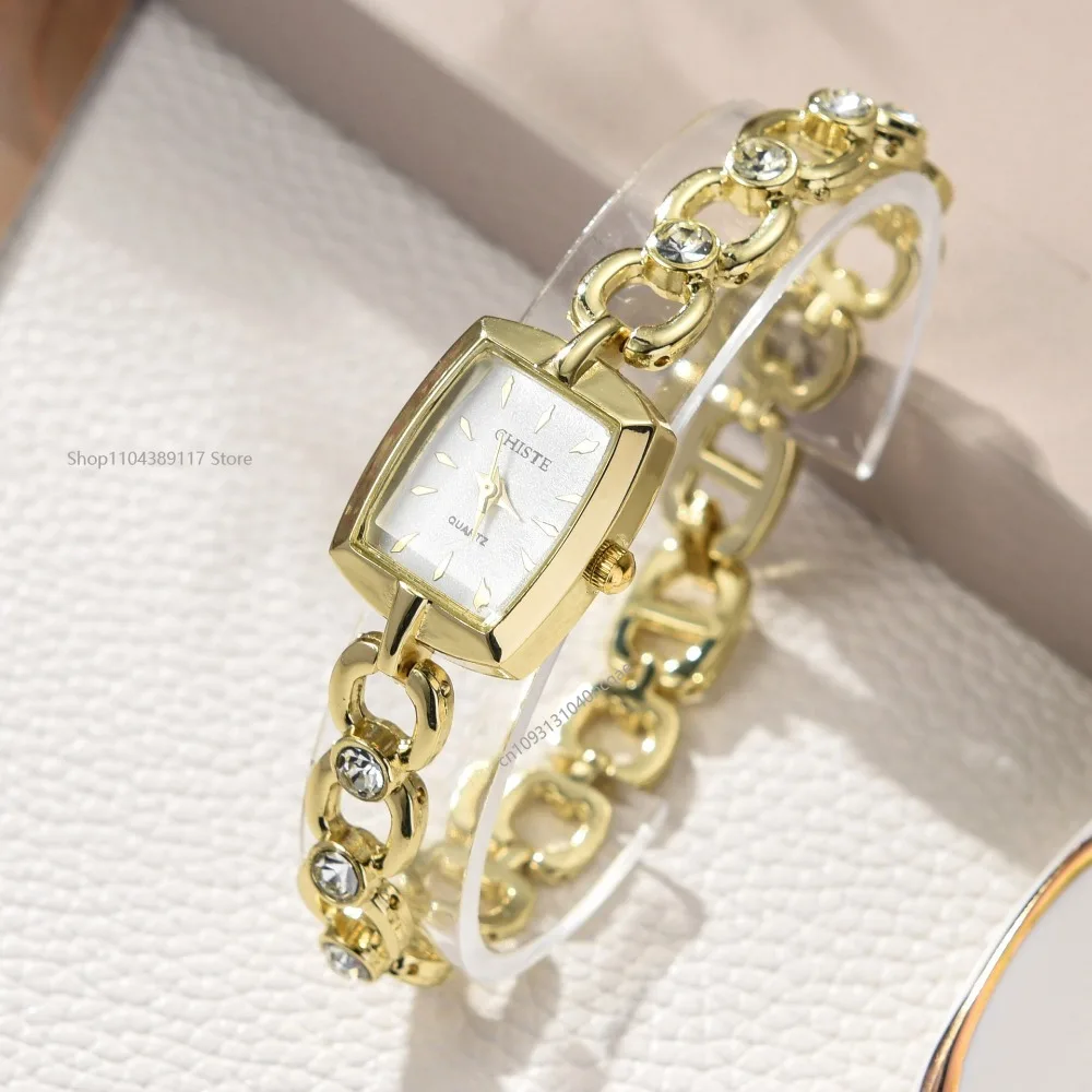 Minimalist Square Dial Chain Strap Delicate High-Value Vintage Quartz Watch for Teenage Girls and Young Women 시계