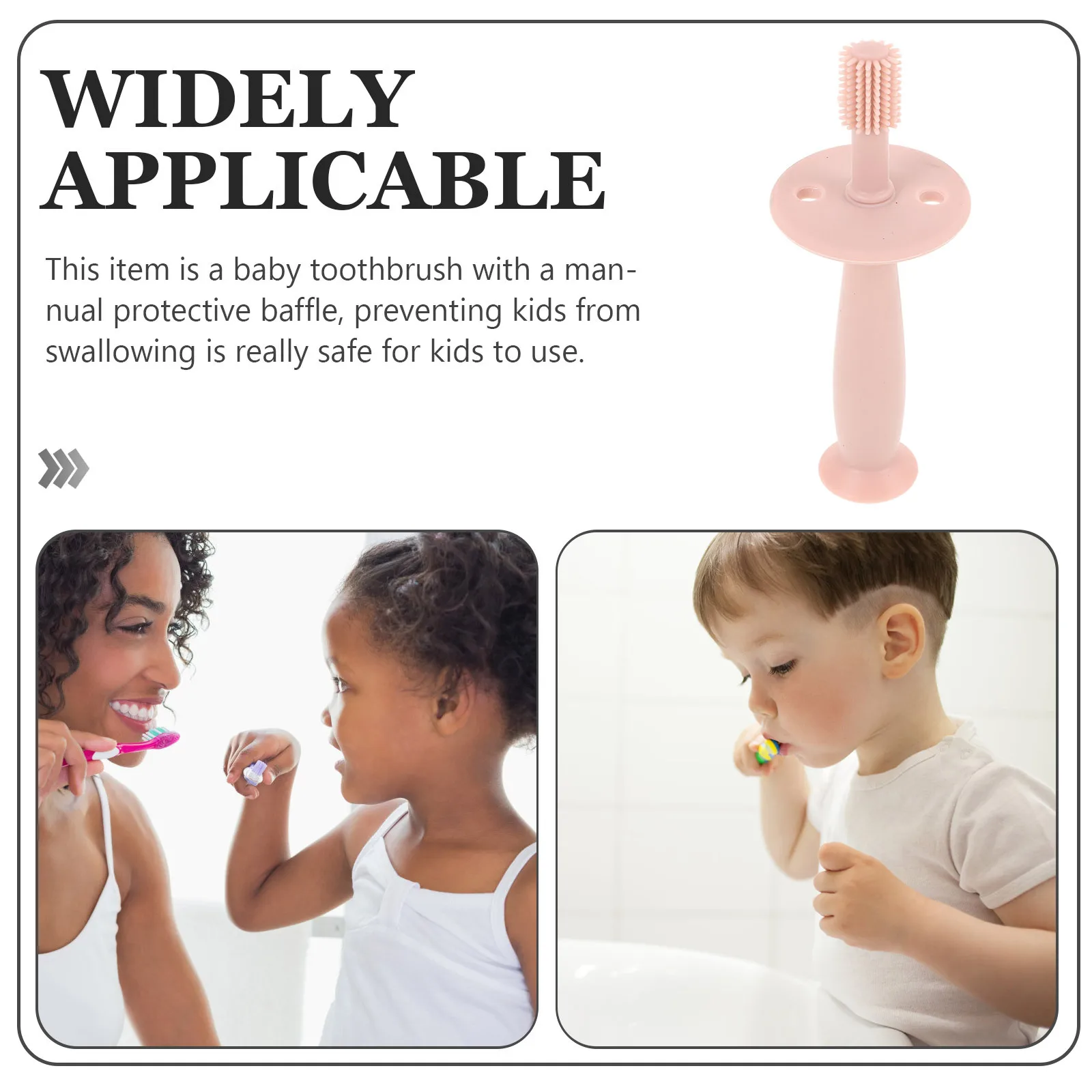 

1Pcs Baby Silicone Toothbrush Manual Safety Baffle Soft Bristles Oral Care Training Teething Pad Pink for Toddlers