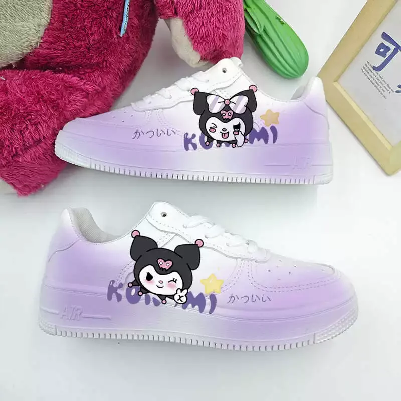 Kawaii Kuromi Sport Shoes Girls Casual Sneakers Teenager Tennis Shoes New Sanrio Kids Basket Shoes Anime Kuromi Baord Shoes