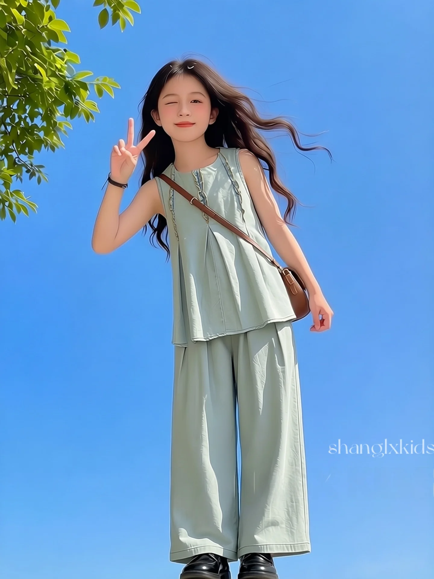 summer-new-style-children's-clothing-set-korean-style-girls'-denim-casual-outfit-lightweight-breathable-convenient-for-kids