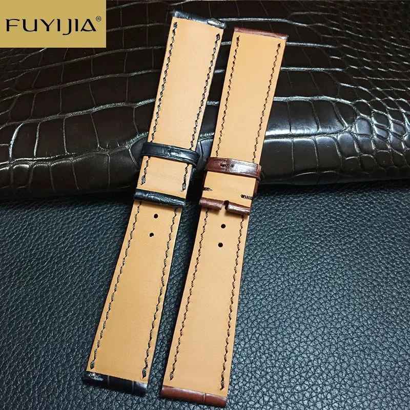 FUYIJIA 16~22MM Mississippi Alligator Skin Watchbands Master Handmade Custom Brand Watch Substitute Strap Genuine Alligator Belt