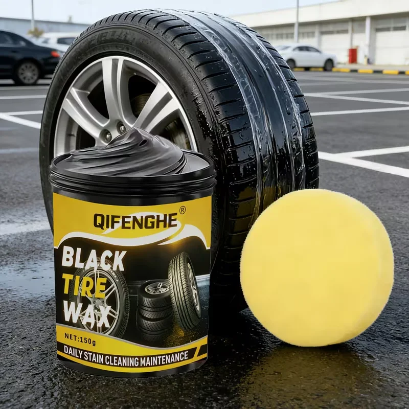 Car Tire Black Wax, 150g Restore Tire Blackness & Gloss, Waterproof Anti-Fouling Tire Polish