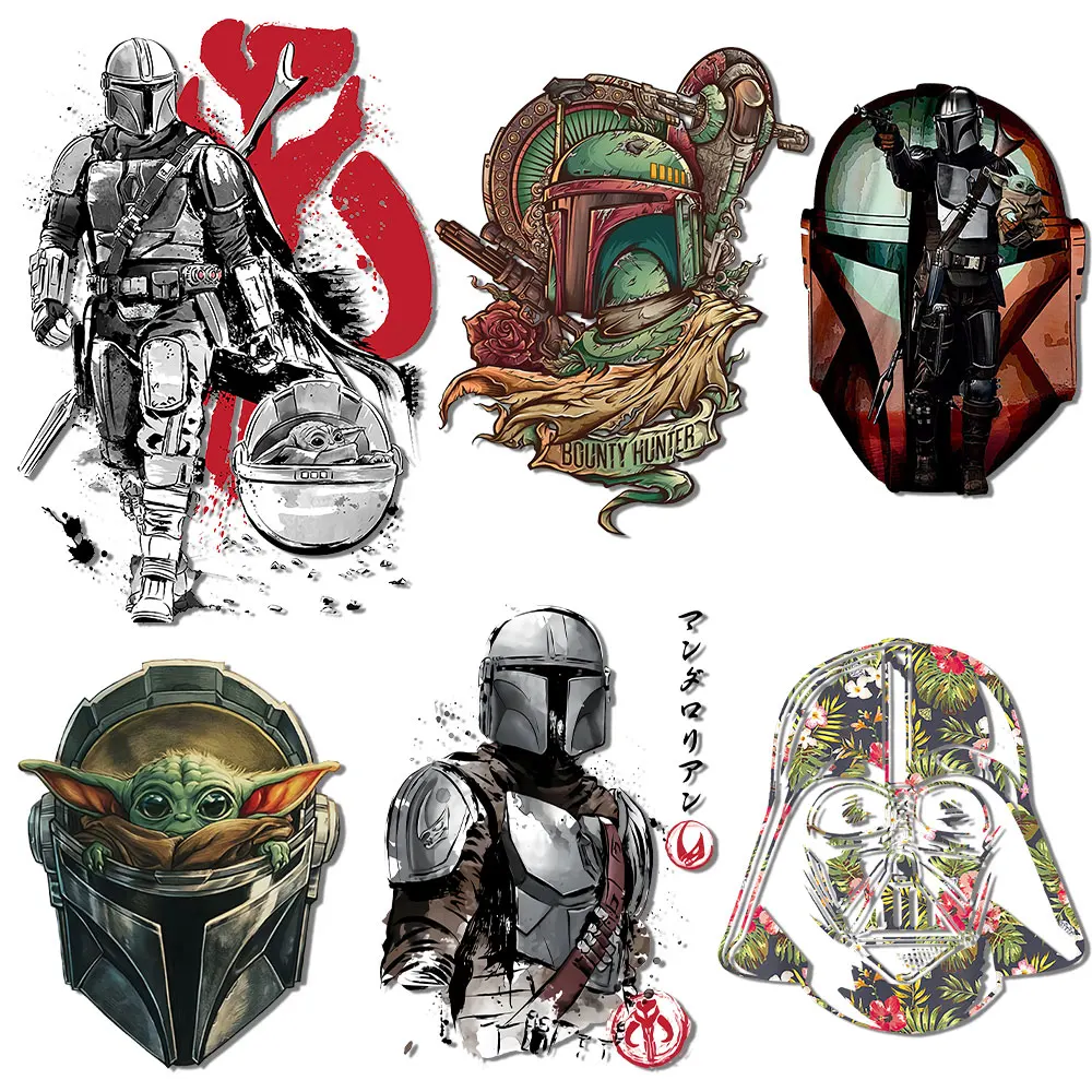 Bounty hunter Iron On transfers Star Heat Press Prints for Clothes Wars Ironing Stickers on Tshirts