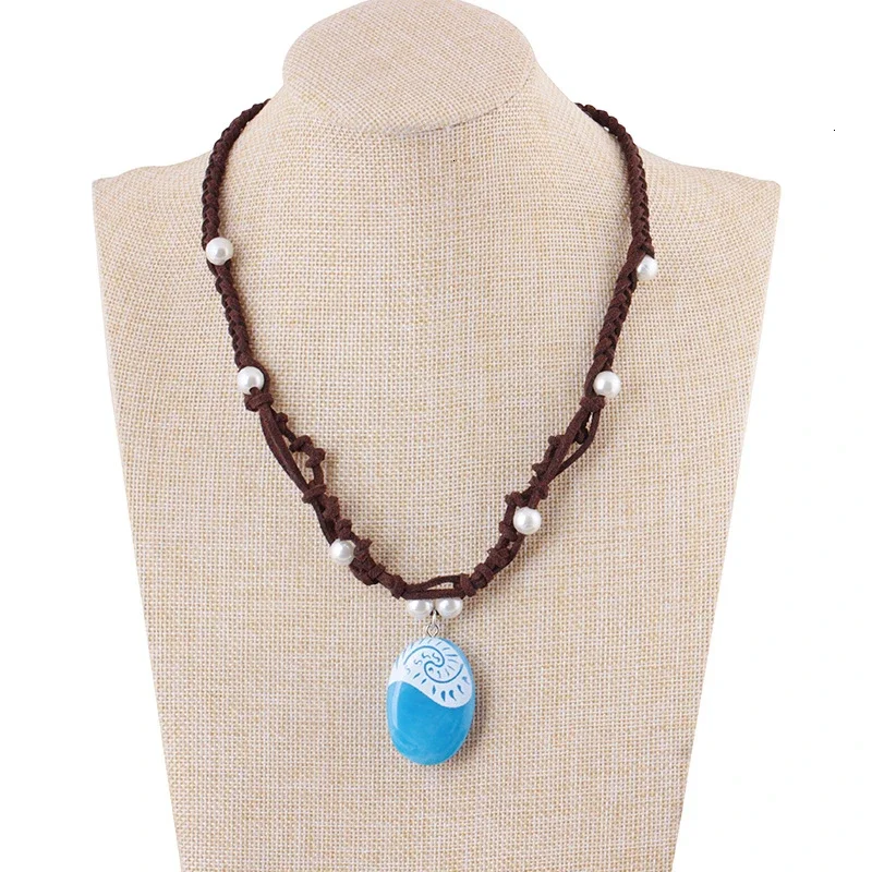 -collar con colgante luminoso de piedra azul para mujer, cadena de cuerda de Moana, princesa del océano, Polinesia, joyería de moda femenina, novedad de 2020