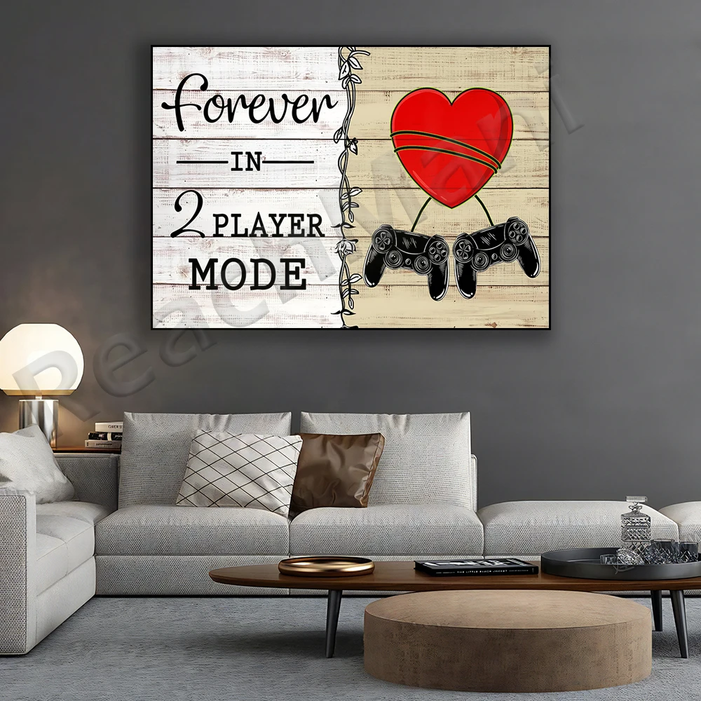 Couple Forever In 2 Players Mode Vintage Poster, Couple Gaming Poster, Funny Husband Wife Gamer Poster, Husband Wife Gift