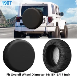 Uxcell Universal 190T Polyester Spare Tire Cover for Jeep Trailer RV SUV Truck Wheel Fit Overall Wheel Diameter 14-17 Inch Black